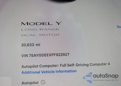 2023 Tesla Model Y Awd/Long Range Dual Motor All-Wheel Drive from USA, damaged, VIN 7SAYGDEEXPF822927